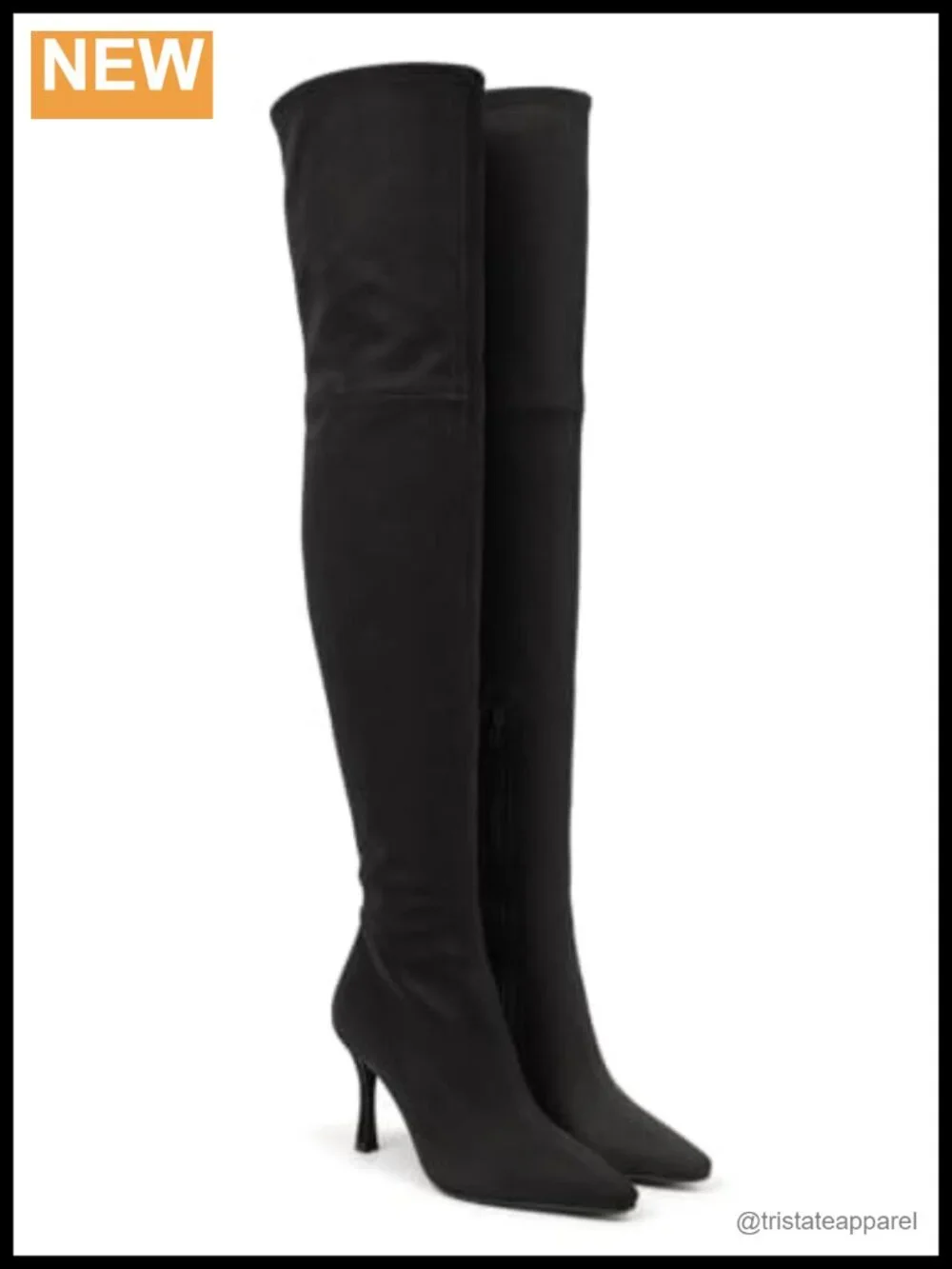 Coutgo Faux Suede Over The Knee Kitten Heel Boots Side Zip Dress Boots